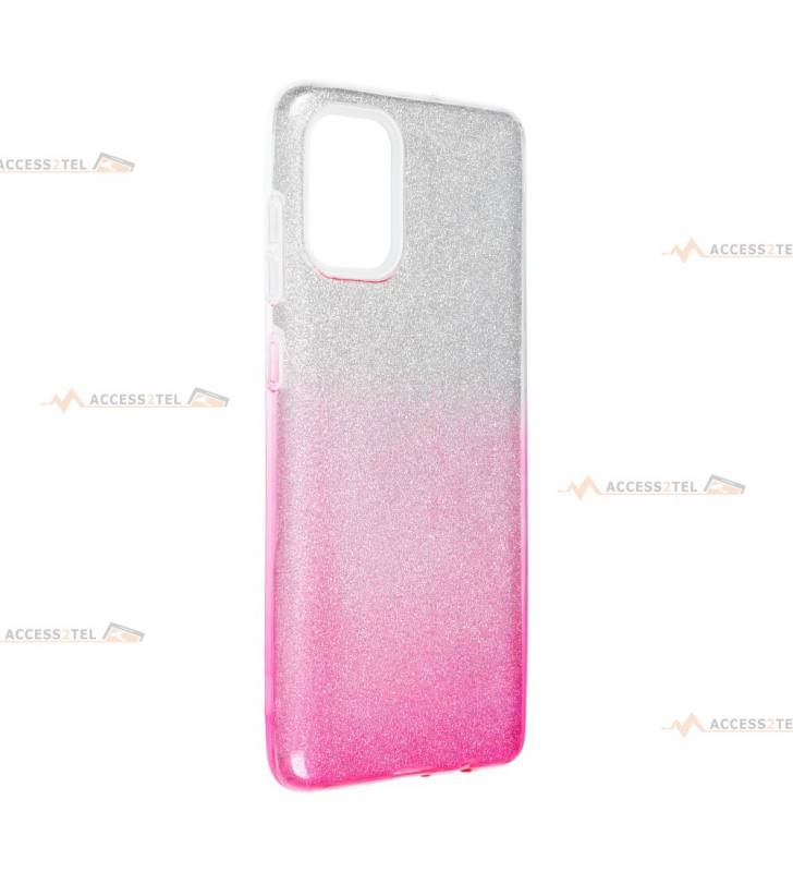 coque renforcée pour samsung galaxy A53 5G paillettes dégradé rose