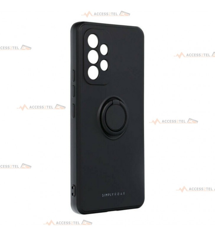 coque noire en silicone interieur fibre avec anneau pour a53 5g