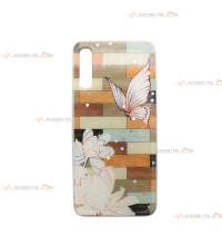 coque de téléphone pour samsung galaxy a70 avec un motif parquet coloré et un papillon et des fleurs holographiques