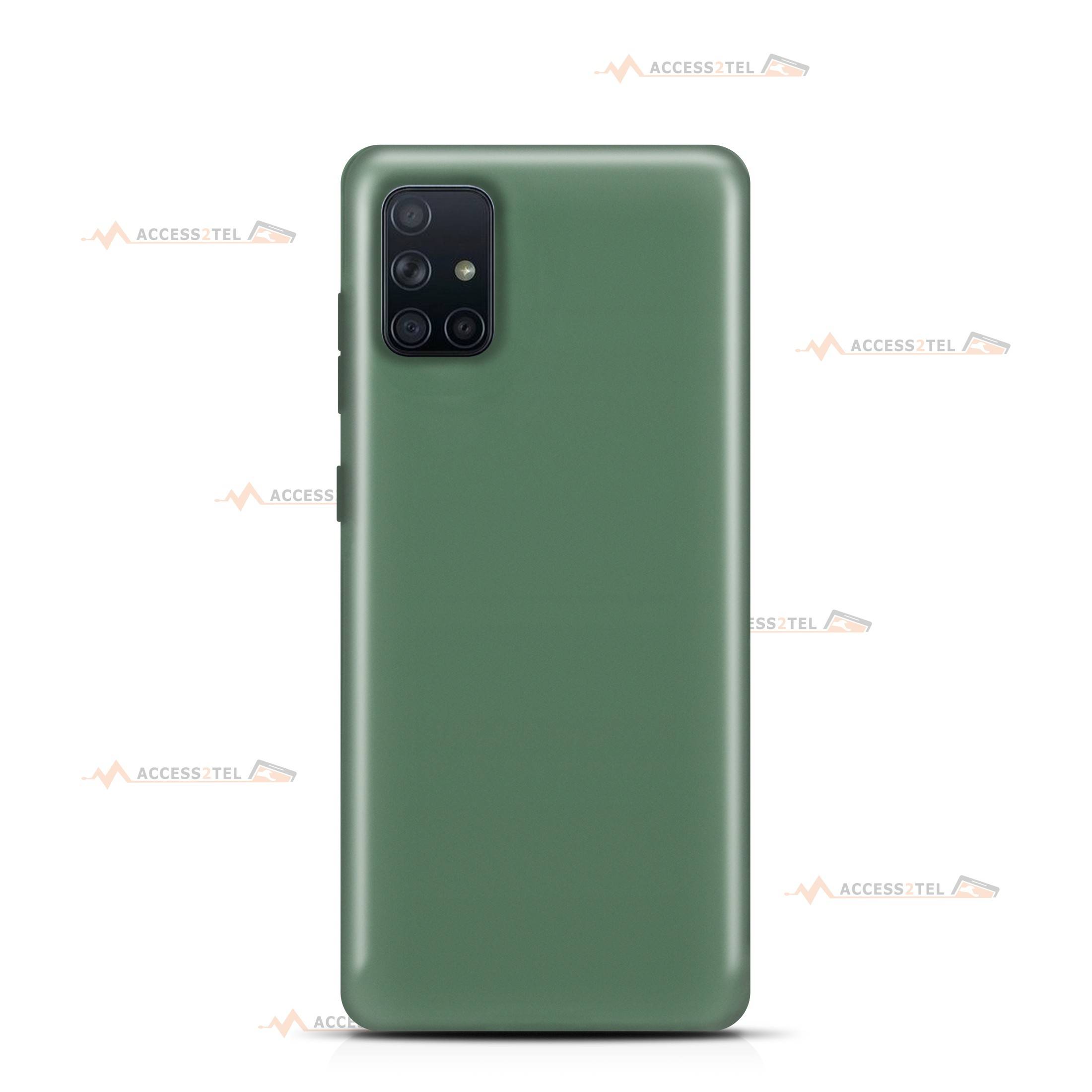 coque pour samsung galaxy A71 silicone et microfibre vert kaki