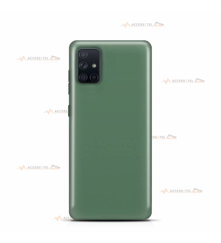 coque pour samsung galaxy A71 silicone et microfibre vert kaki