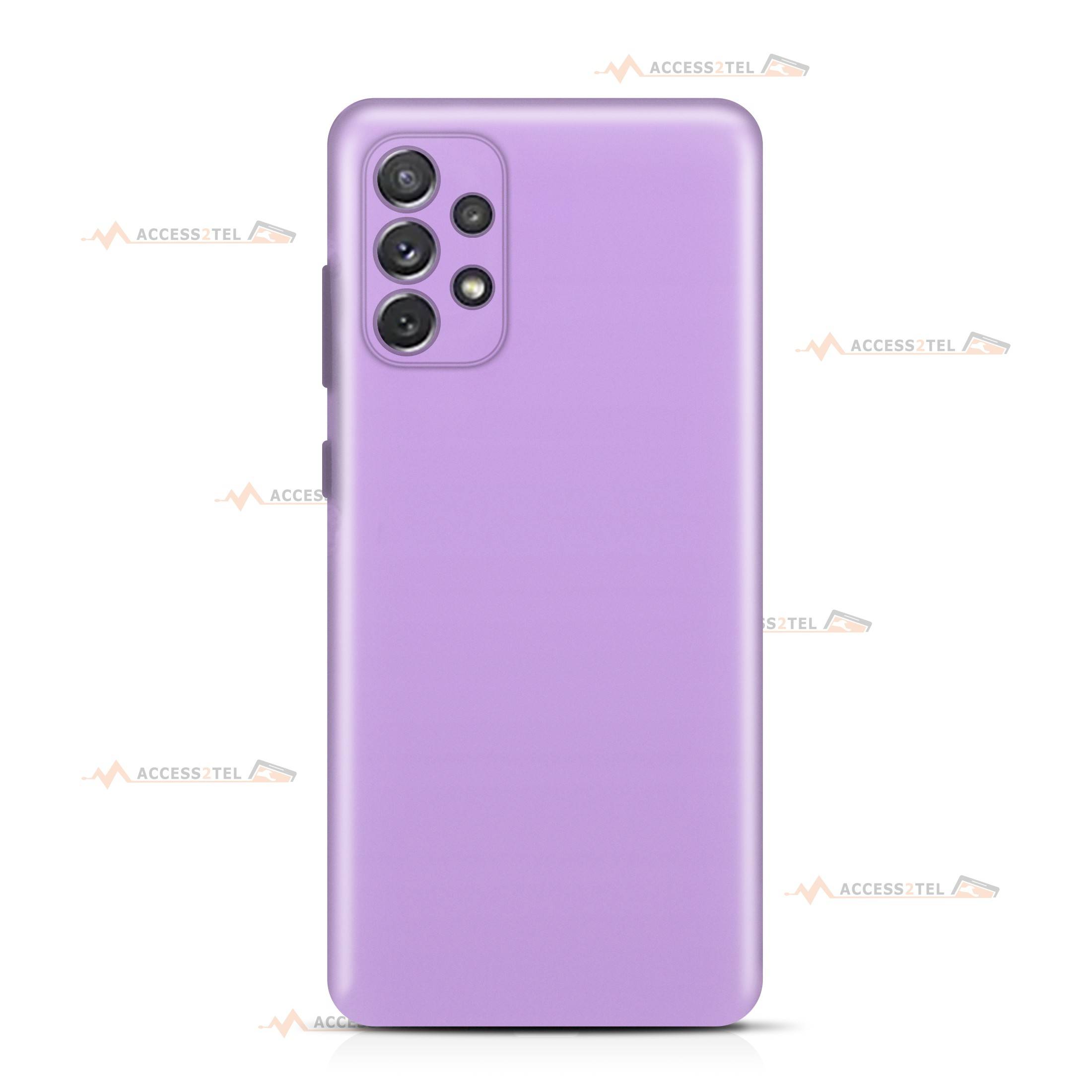 coque pour samsung galaxy A72 silicone et microfibre violet lilas