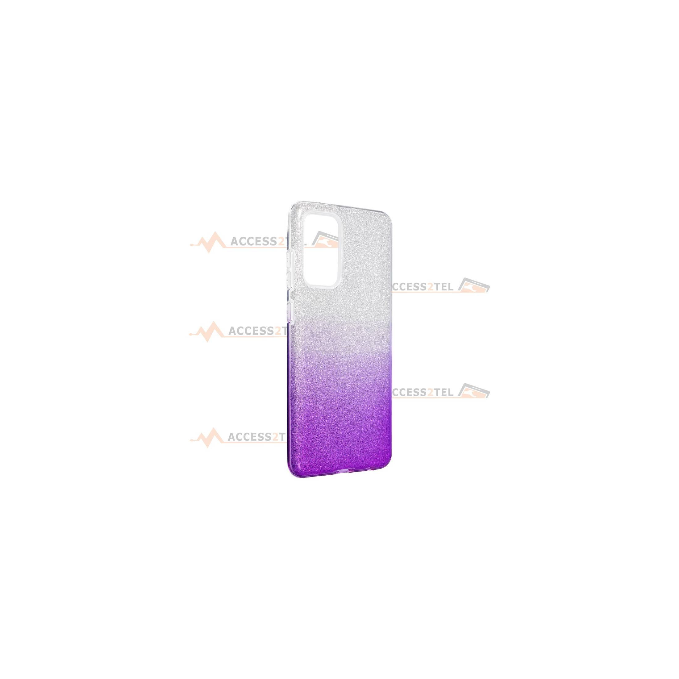 coque renforcée pour samsung galaxy A72 paillettes dégradé violet