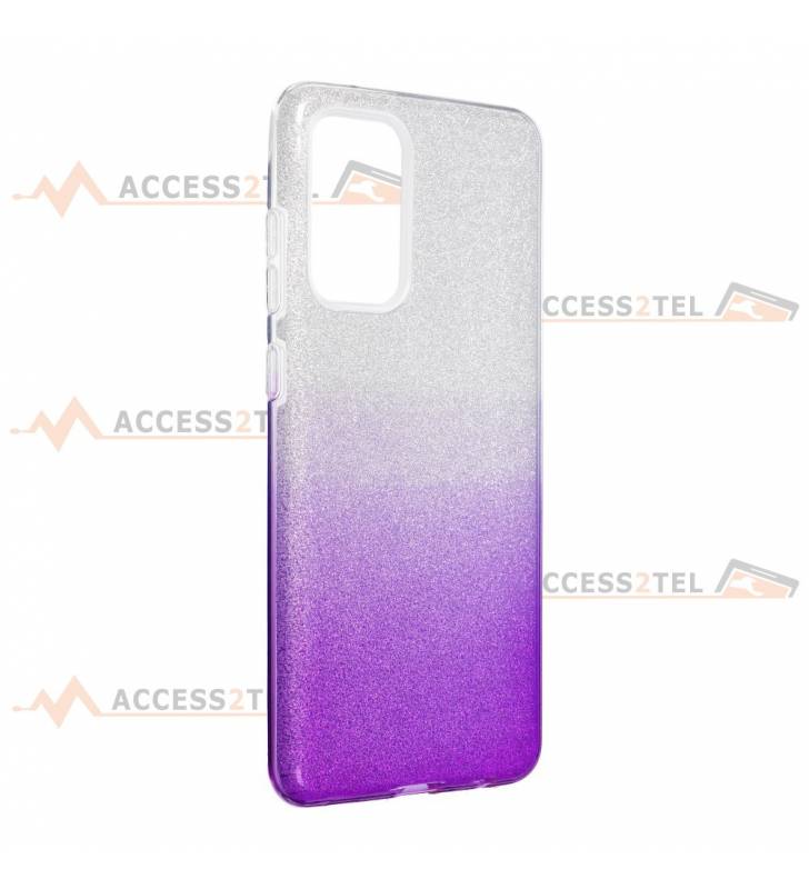 coque renforcée pour samsung galaxy A72 paillettes dégradé violet