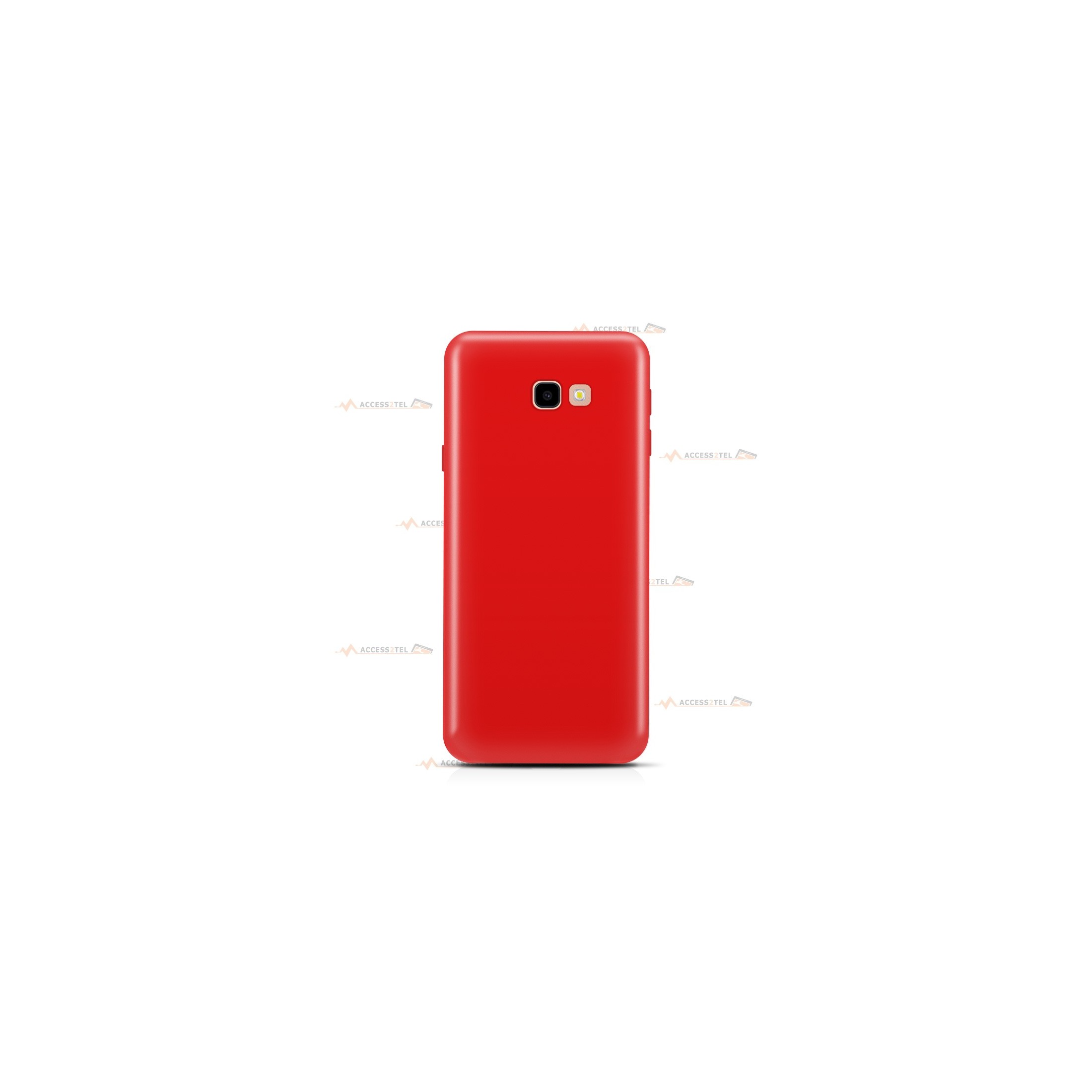 coque pour samsung galaxy j4 plus en silicone soft touch et intérieur microfibre rouge