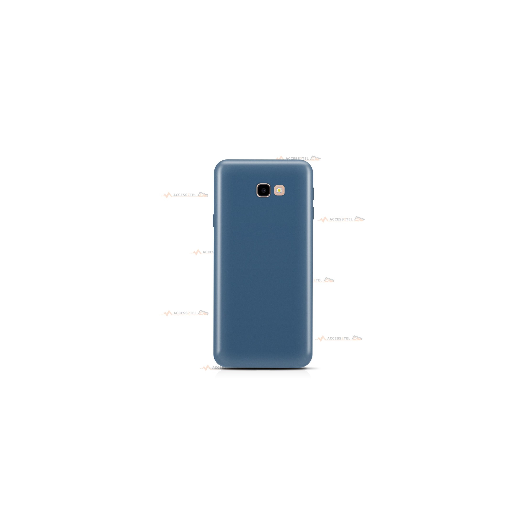 coque pour samsung galaxy j4 plus en silicone soft touch et intérieur microfibre bleu pétrole