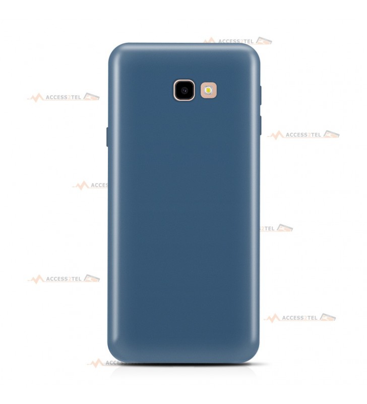 coque pour samsung galaxy j4 plus en silicone soft touch et intérieur microfibre bleu pétrole