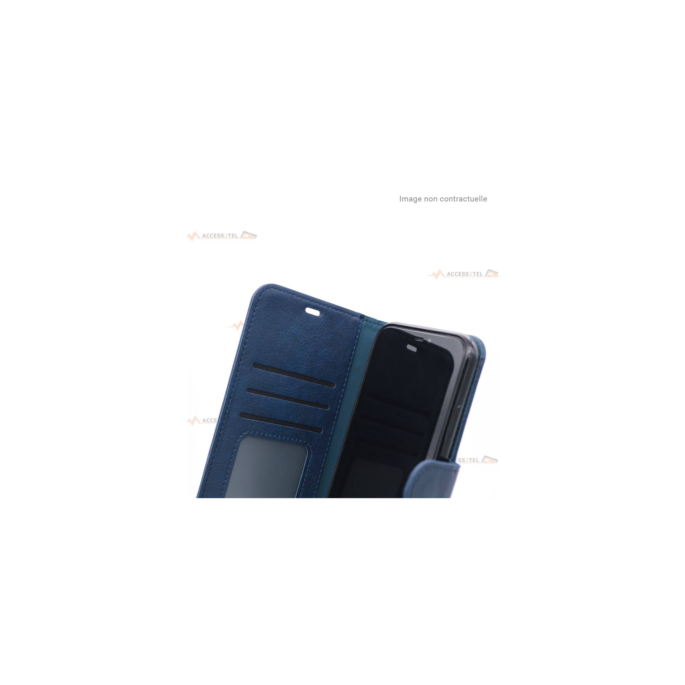 étui bleu en simili-cuir pour samsung galaxy S6 plus intérieur