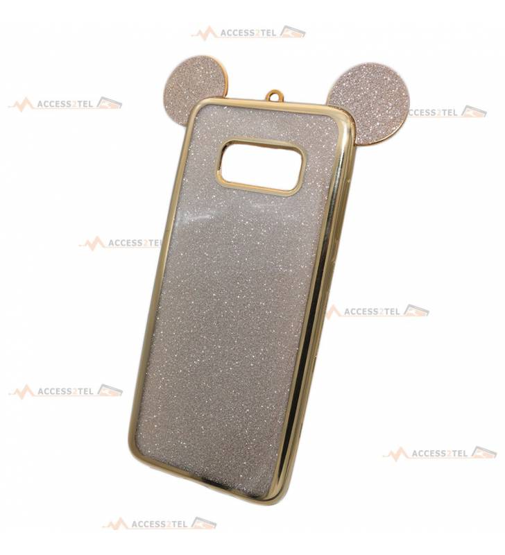 coque pour galaxy S8 dorée pailletée avec oreilles de mickey