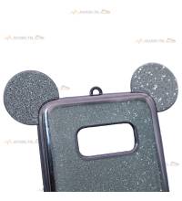 coque pour galaxy S8 violette pailletée avec oreilles de mickey caméra