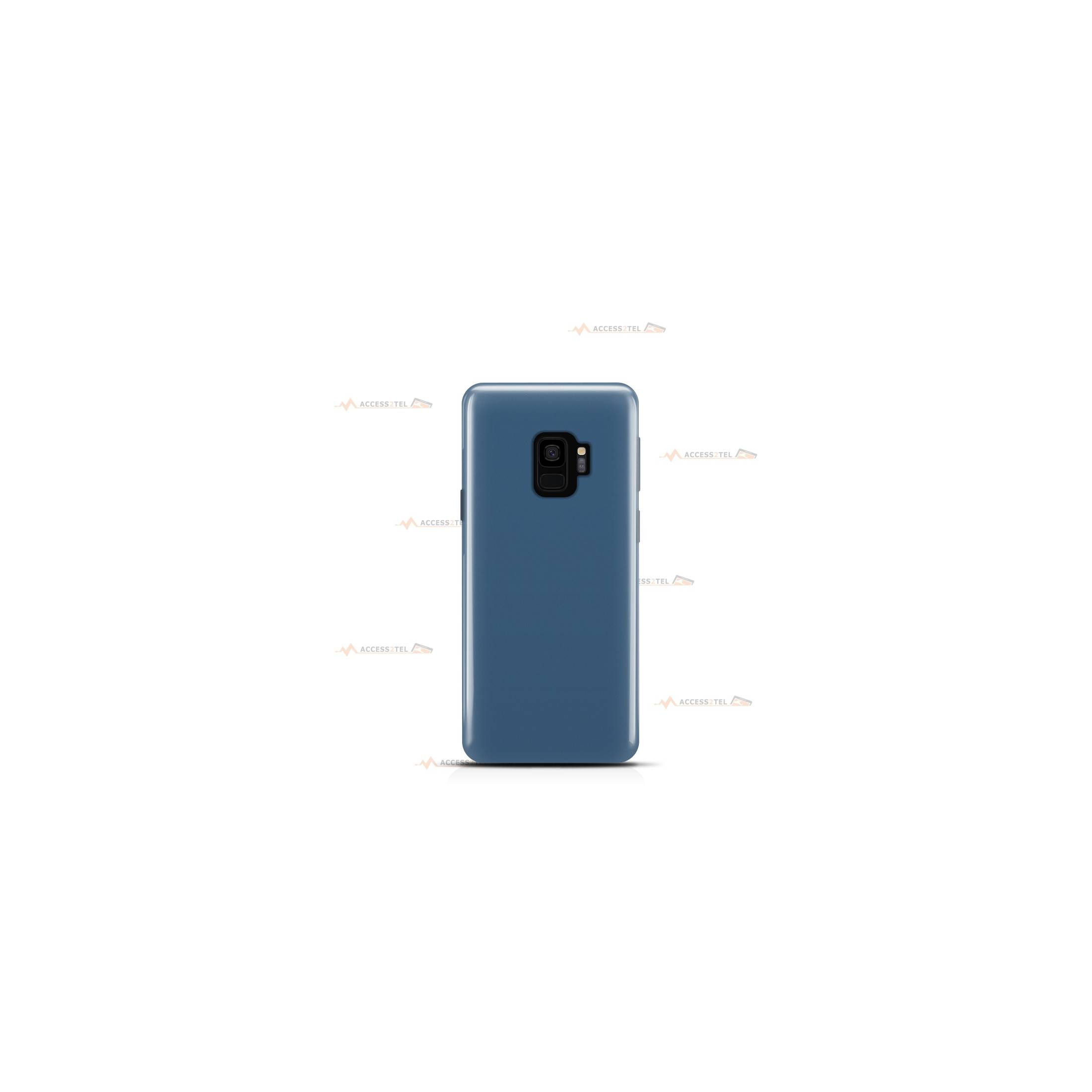 coque pour samsung galaxy s9 en silicone soft touch et intérieur microfibre bleu pétrole