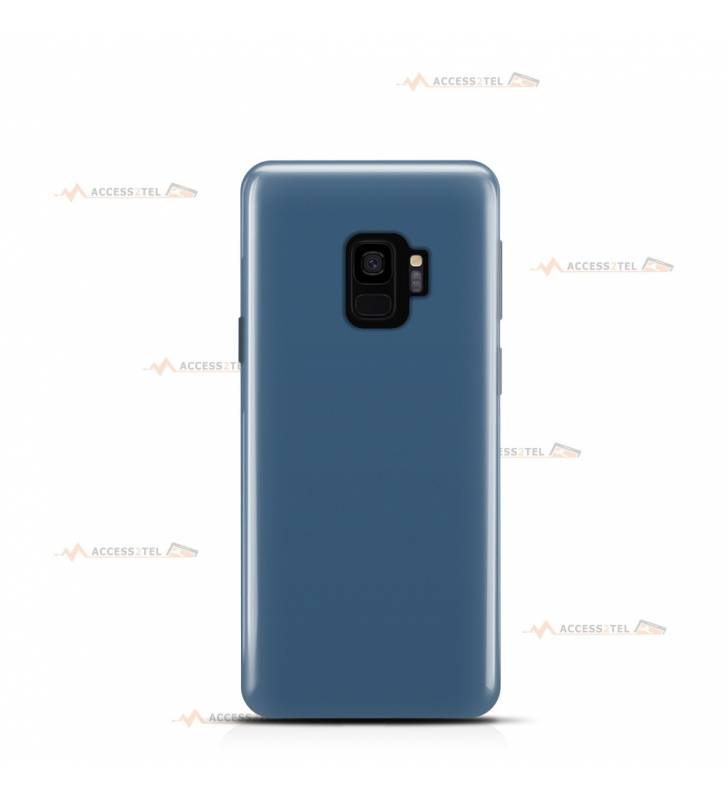 coque pour samsung galaxy s9 en silicone soft touch et intérieur microfibre bleu pétrole