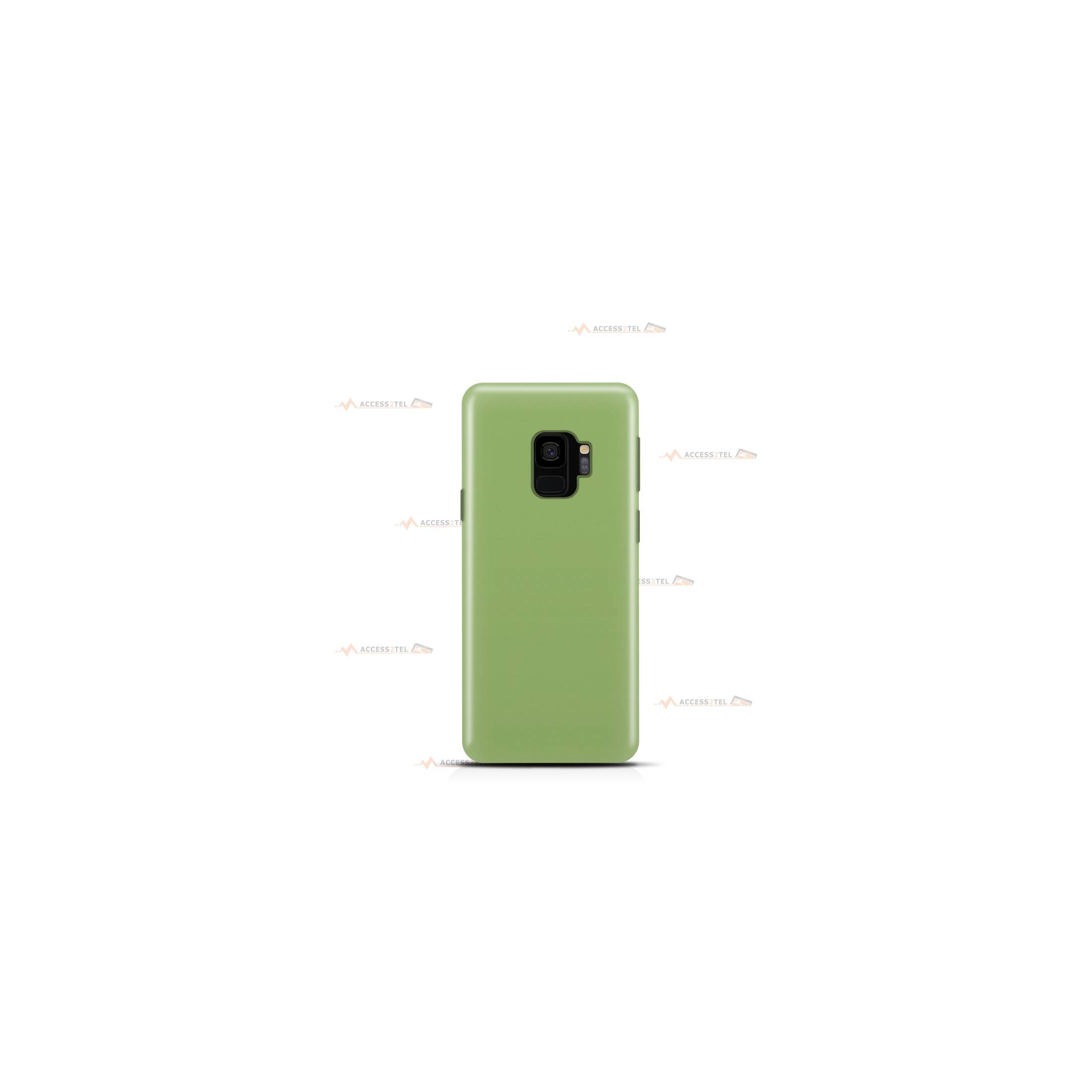 coque pour samsung galaxy s9 en silicone soft touch et intérieur microfibre vert clair