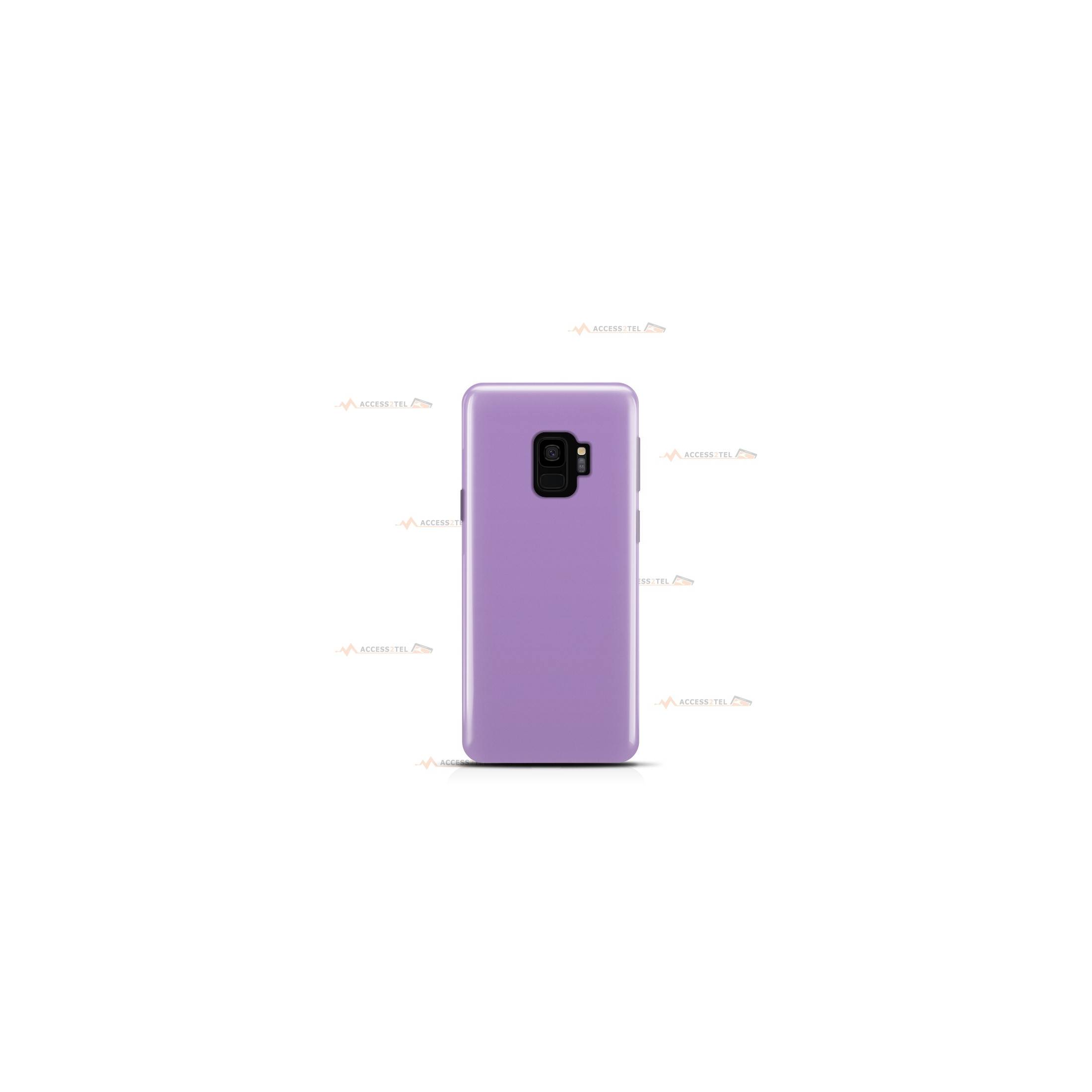 coque pour samsung galaxy s9 en silicone soft touch et intérieur microfibre violet lilas