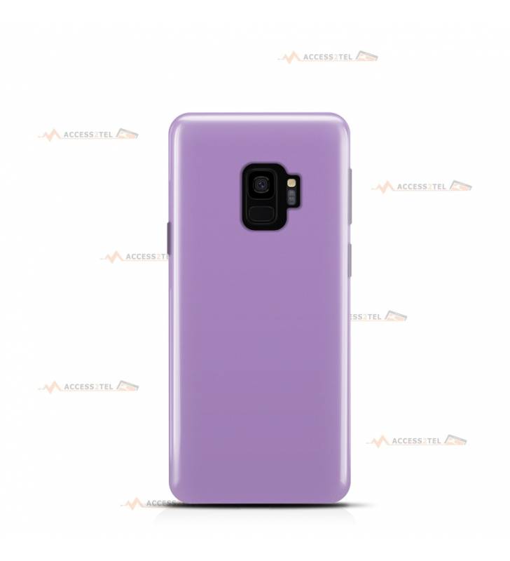 coque pour samsung galaxy s9 en silicone soft touch et intérieur microfibre violet lilas