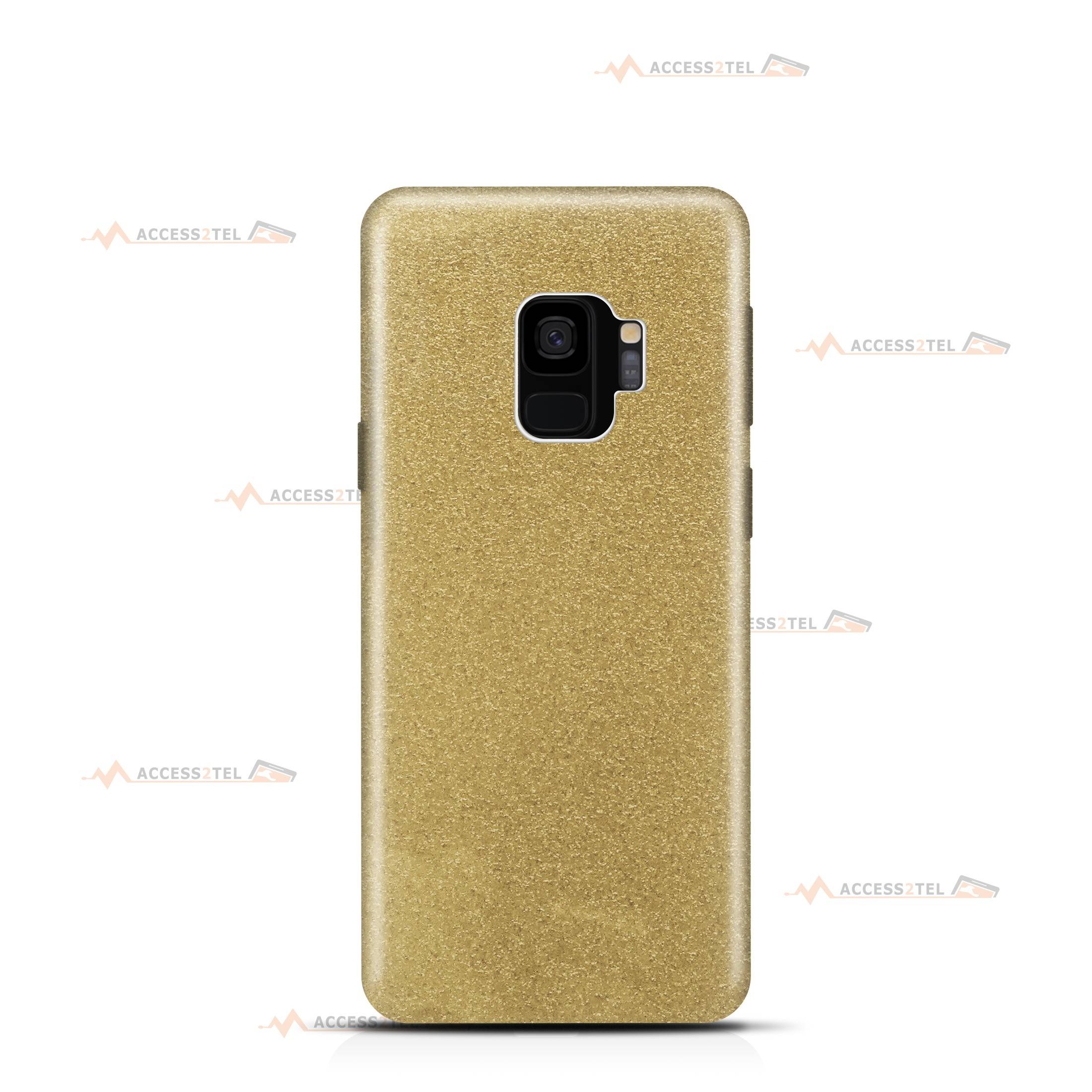 coque pour samsung galaxy S9 paillettes dorée