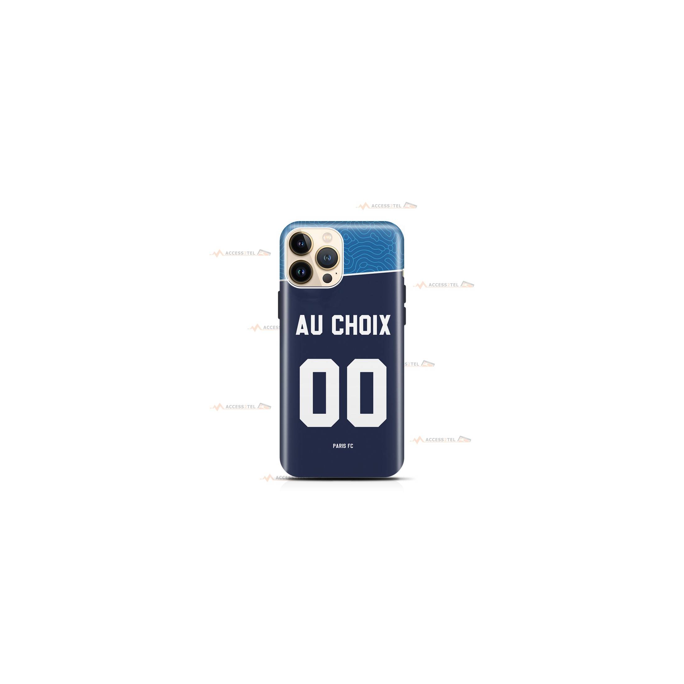 coque de téléphone personnalisable avec son nom sur le maillot de l'équipe de foot Paris FC