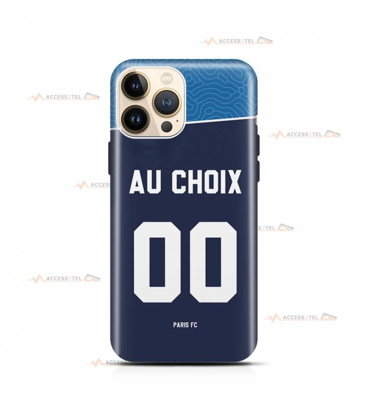 coque de téléphone personnalisable avec son nom sur le maillot de l'équipe de foot Paris FC