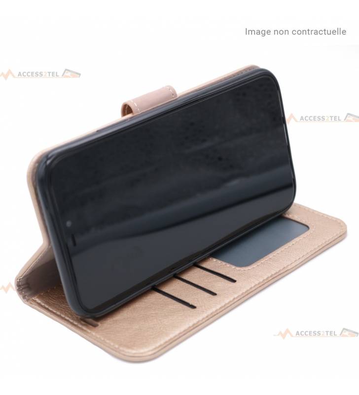 étui doré en simili-cuir pour samsung galaxy s9 plus support