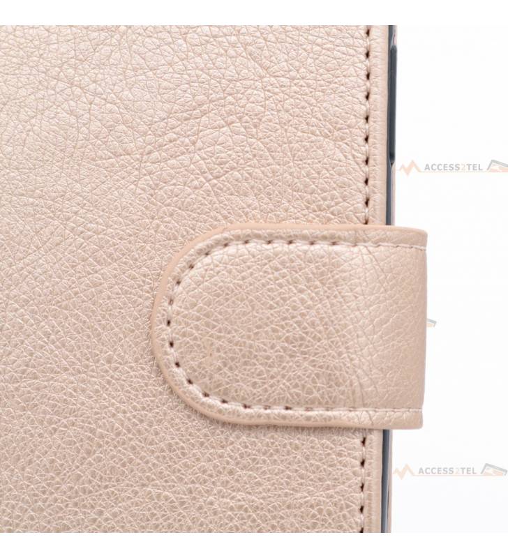 étui doré en simili-cuir pour samsung galaxy s9 plus fermoir