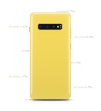 coque pour samsung galaxy s10 en silicone soft touch et intérieur microfibre jaune