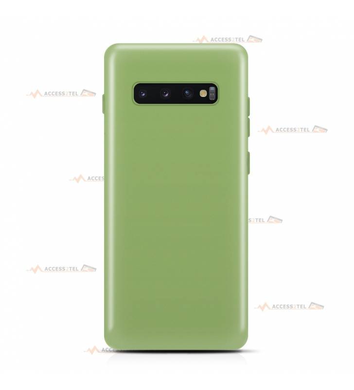 coque pour samsung galaxy s10 en silicone soft touch et intérieur microfibre vert clair