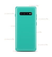 coque pour samsung galaxy s10 plus en silicone soft touch et intérieur microfibre bleu turquoise