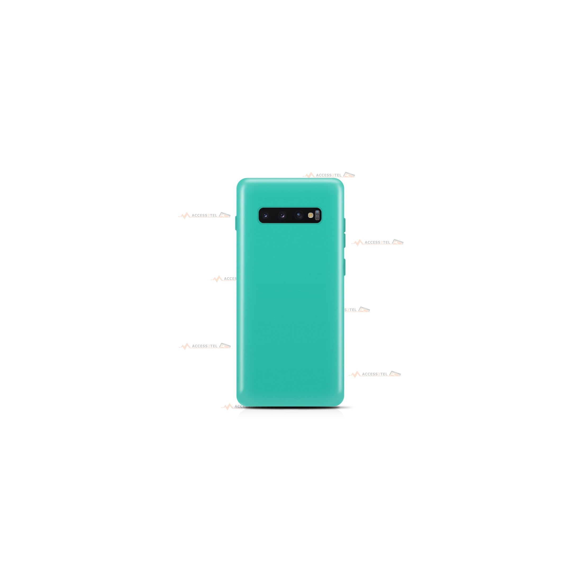 coque pour samsung galaxy s10 plus en silicone soft touch et intérieur microfibre bleu turquoise