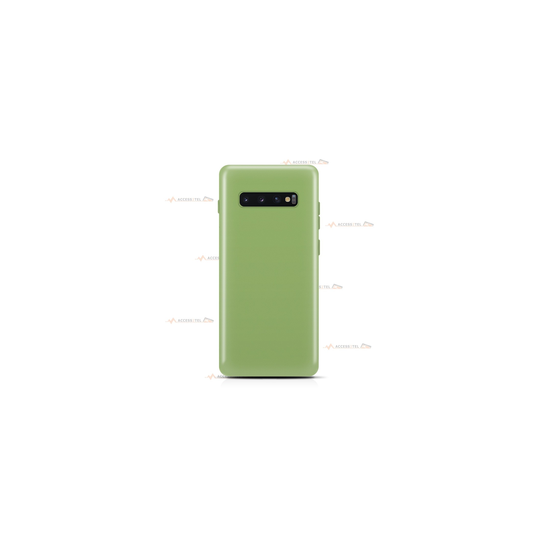 coque pour samsung galaxy s10 plus en silicone soft touch et intérieur microfibre vert clair