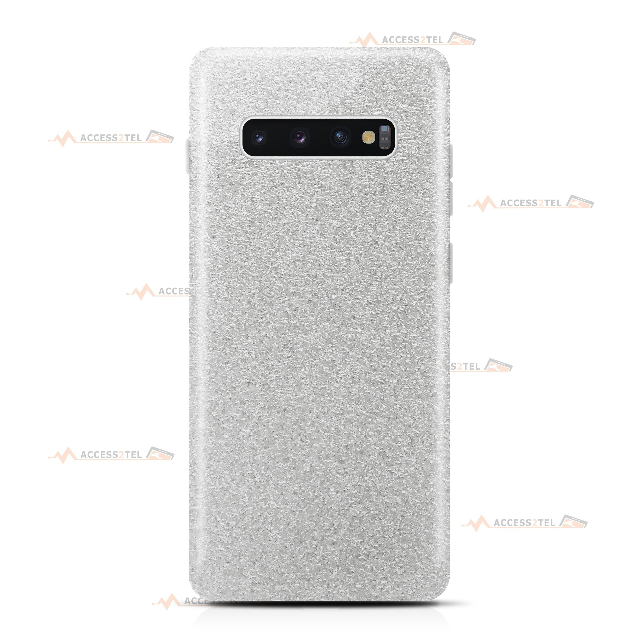 coque pour samsung galaxy S10 plus paillettes argentée