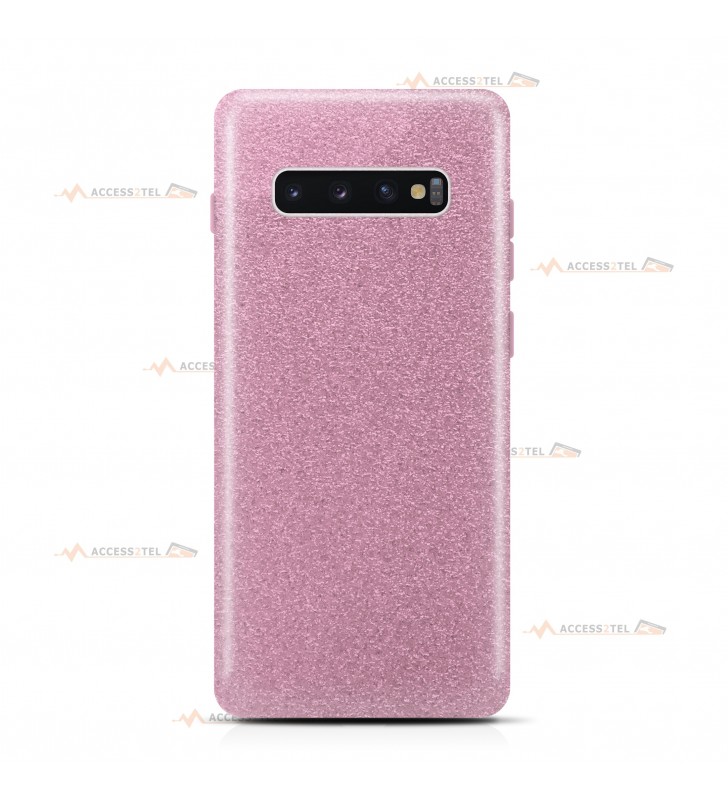 coque pour samsung galaxy S10 plus paillettes rose