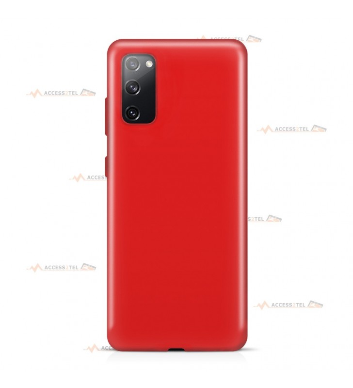 coque pour samsung galaxy S20 silicone et microfibre rouge