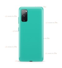 coque pour samsung galaxy s20 en silicone soft touch et intérieur microfibre bleu turquoise