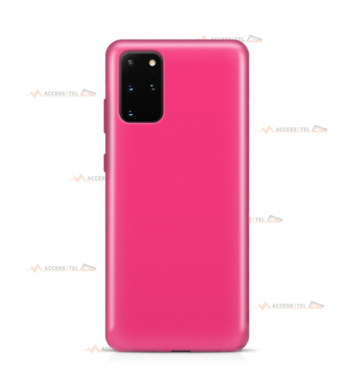 coque pour samsung galaxy S20 plus silicone et microfibre rose fluo