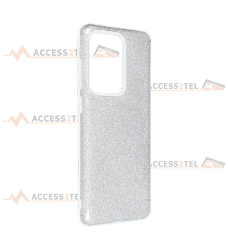 coque renforcée pour samsung galaxy S20 ultra paillettes argentée