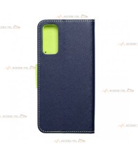 étui pour samsung galaxy S20 FE bleu marine et vert citron caméra