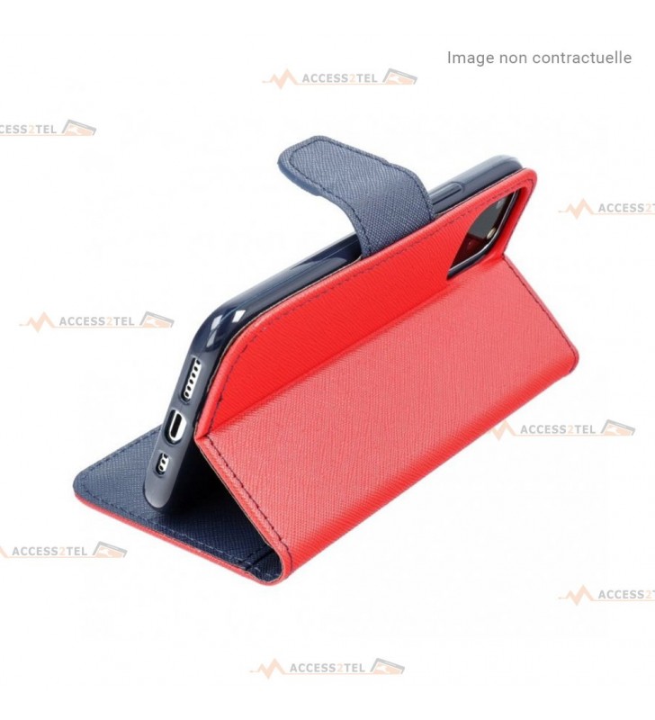 étui pour samsung galaxy S20 FE rouge marine et bleu marine mode support