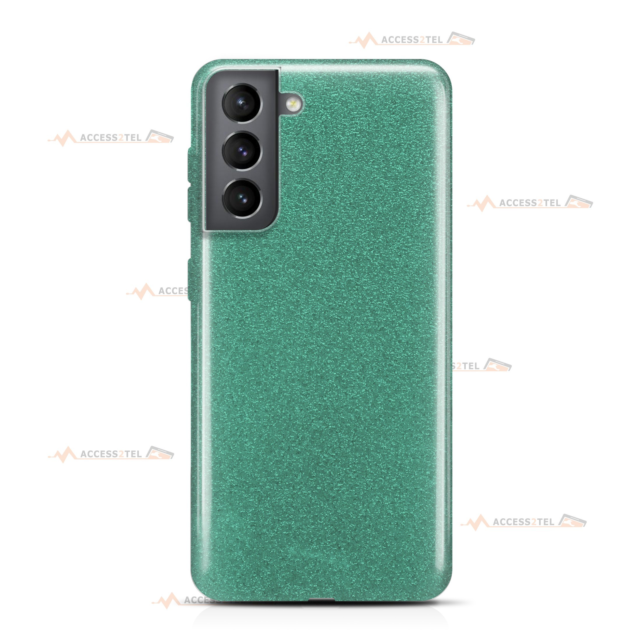 coque pour samsung galaxy S21 paillettes turquoise