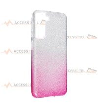 coque renforcée pour samsung galaxy S21 paillettes dégradé rose