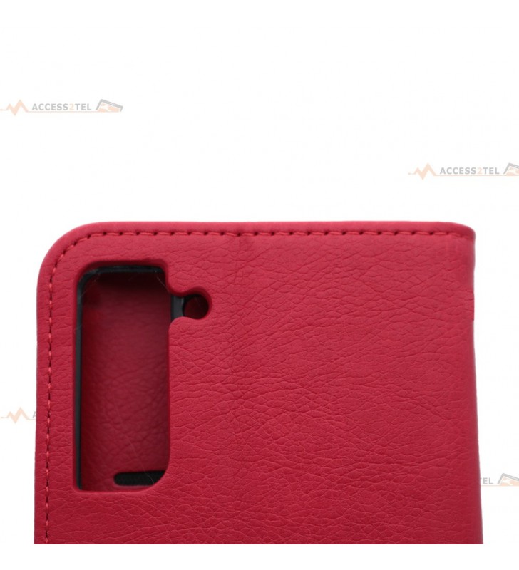 étui rouge en simili-cuir étui pour samsung galaxy s21 dos