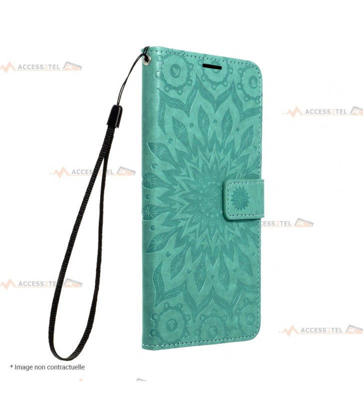 étui pour samsung galaxy S21 mandala vert dragonne