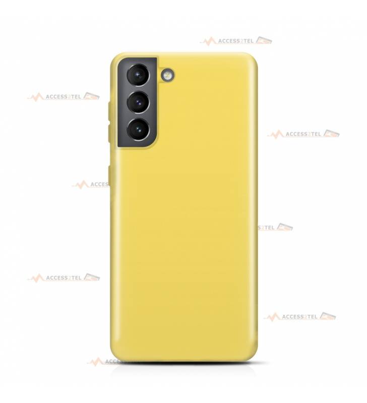 coque pour samsung galaxy s21 plus en silicone soft touch et intérieur microfibre jaune