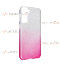 coque renforcée pour samsung galaxy S21 plus paillettes dégradé rose