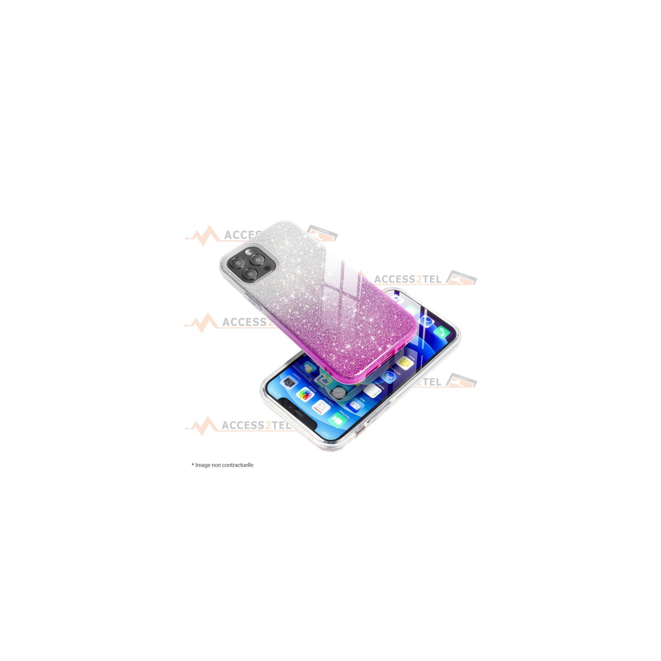coque renforcée pour samsung galaxy S21 plus paillettes dégradé rose smartphone