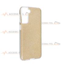 coque renforcée pour samsung galaxy S21 plus paillettes dorée