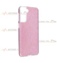 coque renforcée pour samsung galaxy S21 plus paillettes rose