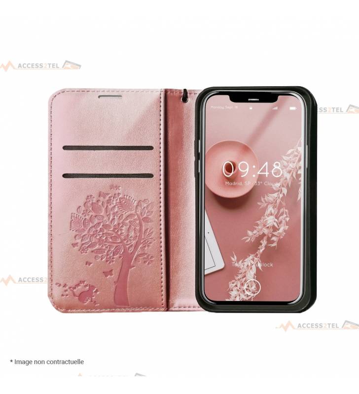 étui pour samsung galaxy S21 plus arbre rose gold ouvert