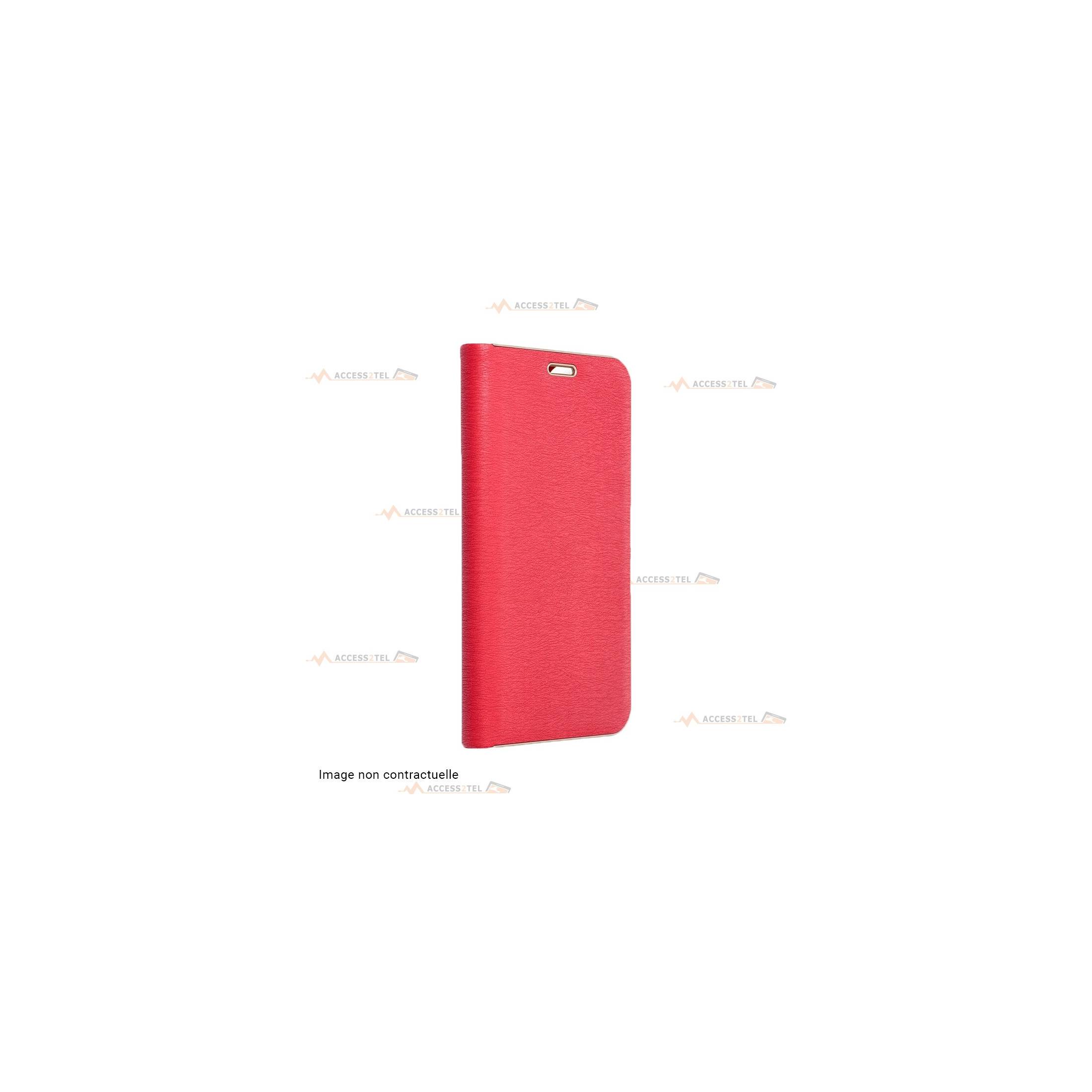 étui en cuir rouge cadre doré rose gold pour samsung galaxy S21 FE