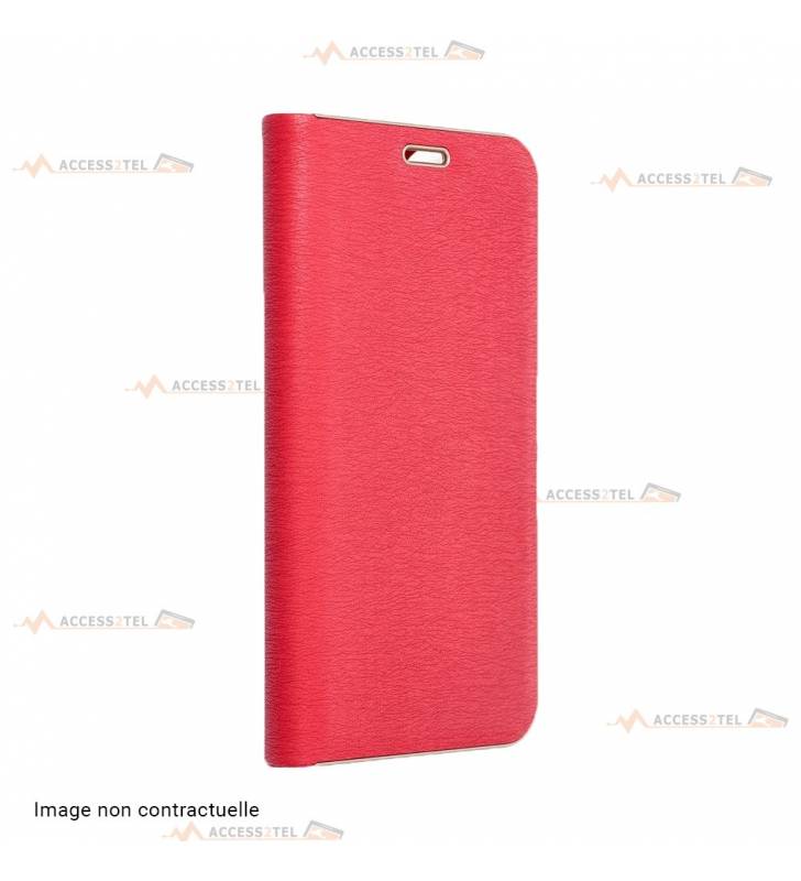 étui en cuir rouge cadre doré rose gold pour samsung galaxy S21 FE