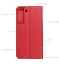 étui en cuir rouge cadre doré rose gold pour samsung galaxy S21 FE caméra